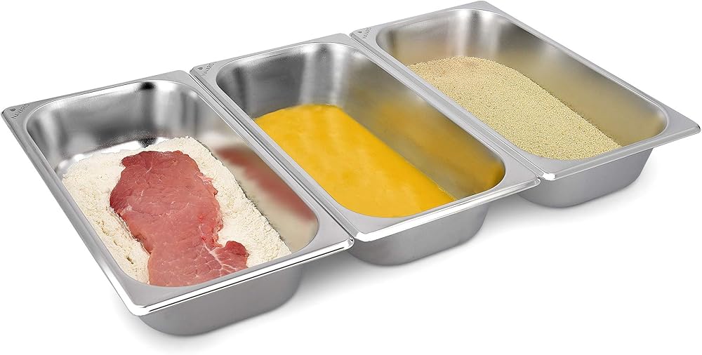 3-teiliges Panierset aus Edelstahl – stapelbare Panierschalen