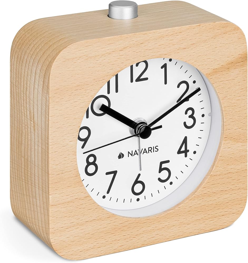 Analoger Holz-Wecker mit Snooze – Retro-Design ohne Ticken