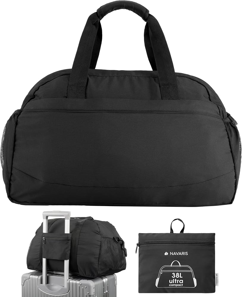 Faltbare Reisetasche 38 L – leichtes Handgepäck in Schwarz